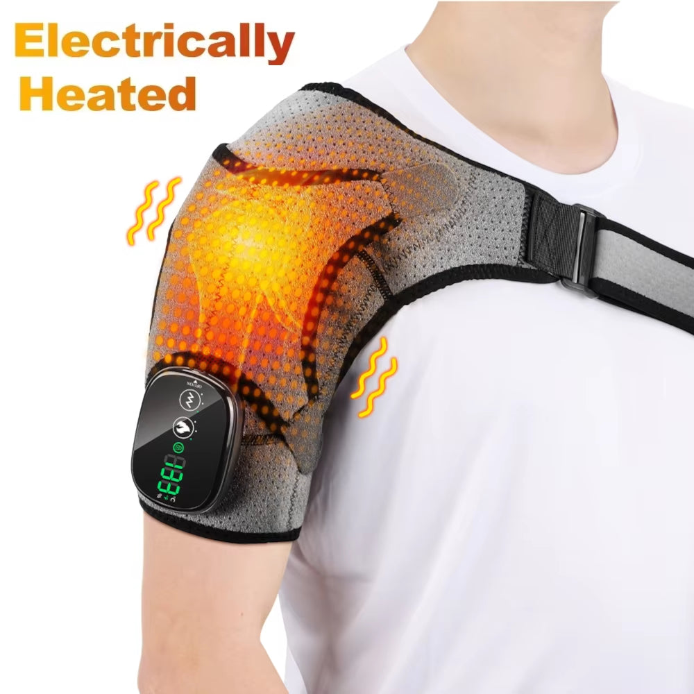 Electric Shouldert Heating Pad 3-Speed Vibration Muscle Relax Belt Thermal Massager Shoulder Neck Health Care Support Brace