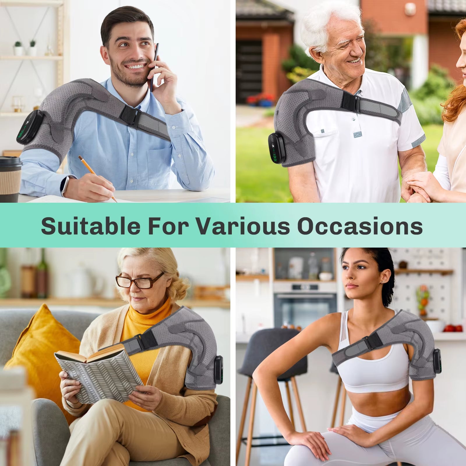 Electric Shouldert Heating Pad 3-Speed Vibration Muscle Relax Belt Thermal Massager Shoulder Neck Health Care Support Brace