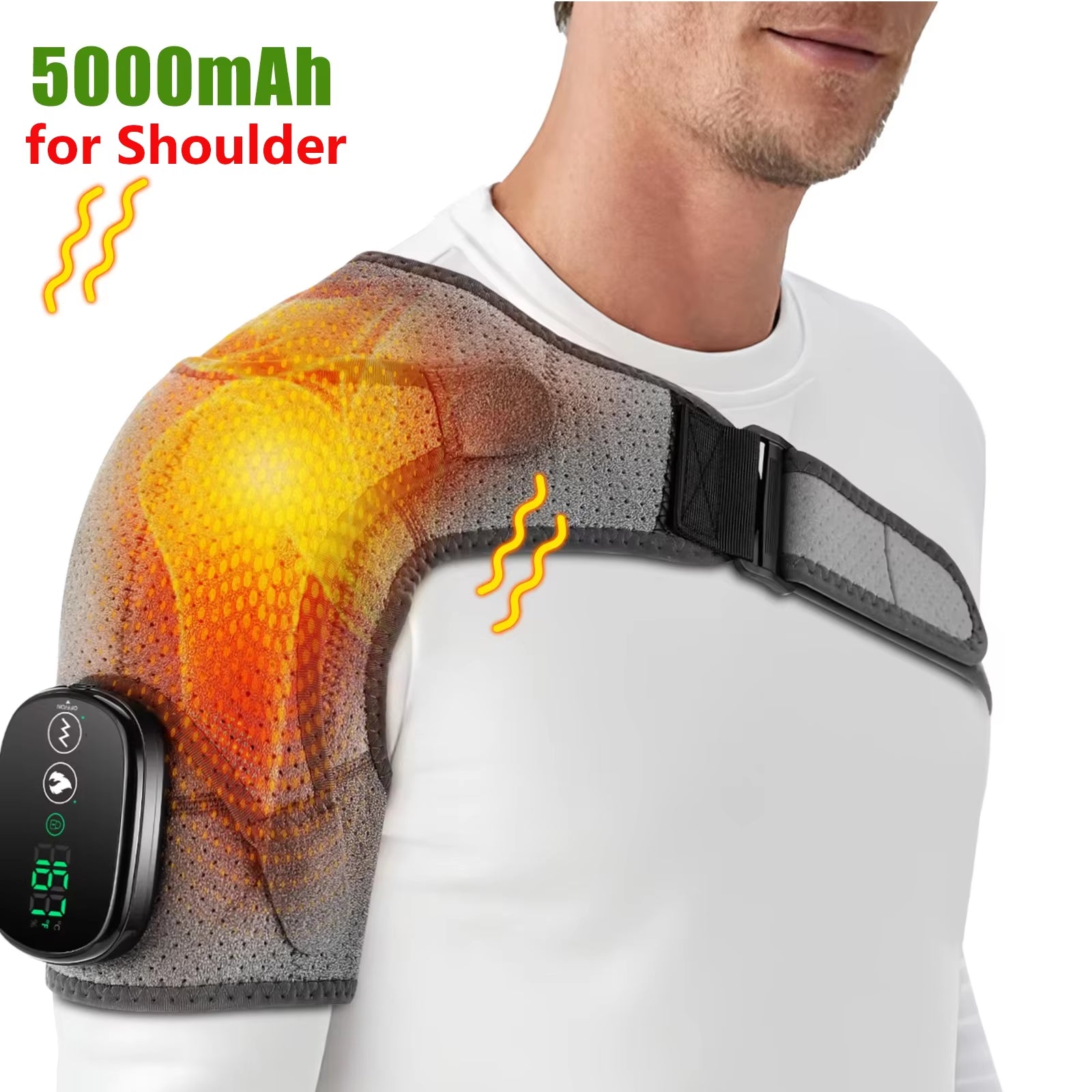 Electric Shouldert Heating Pad 3-Speed Vibration Muscle Relax Belt Thermal Massager Shoulder Neck Health Care Support Brace