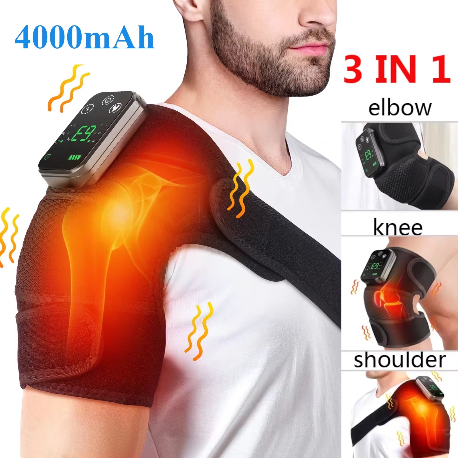 Electric Shouldert Heating Pad 3-Speed Vibration Muscle Relax Belt Thermal Massager Shoulder Neck Health Care Support Brace
