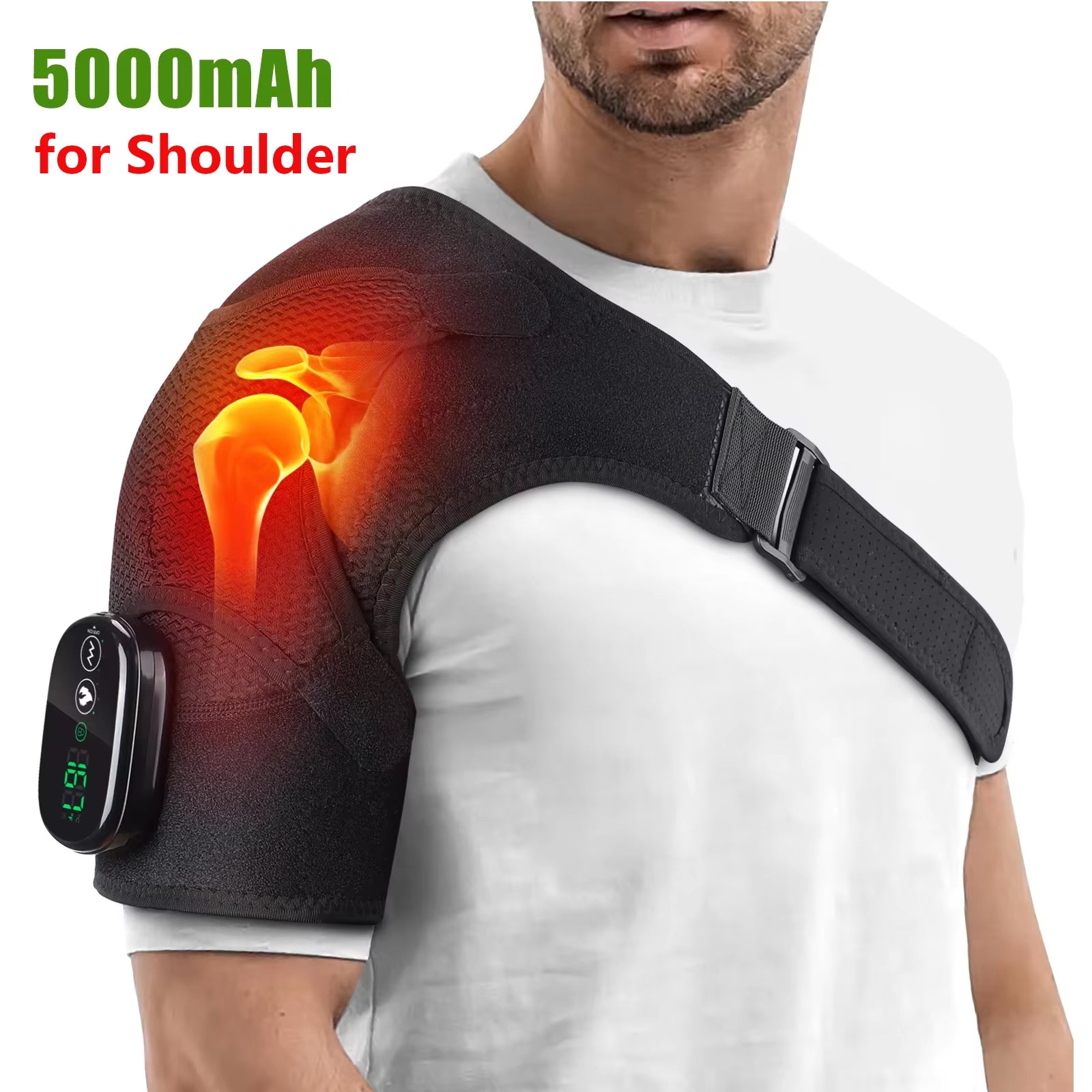 Electric Shouldert Heating Pad 3-Speed Vibration Muscle Relax Belt Thermal Massager Shoulder Neck Health Care Support Brace