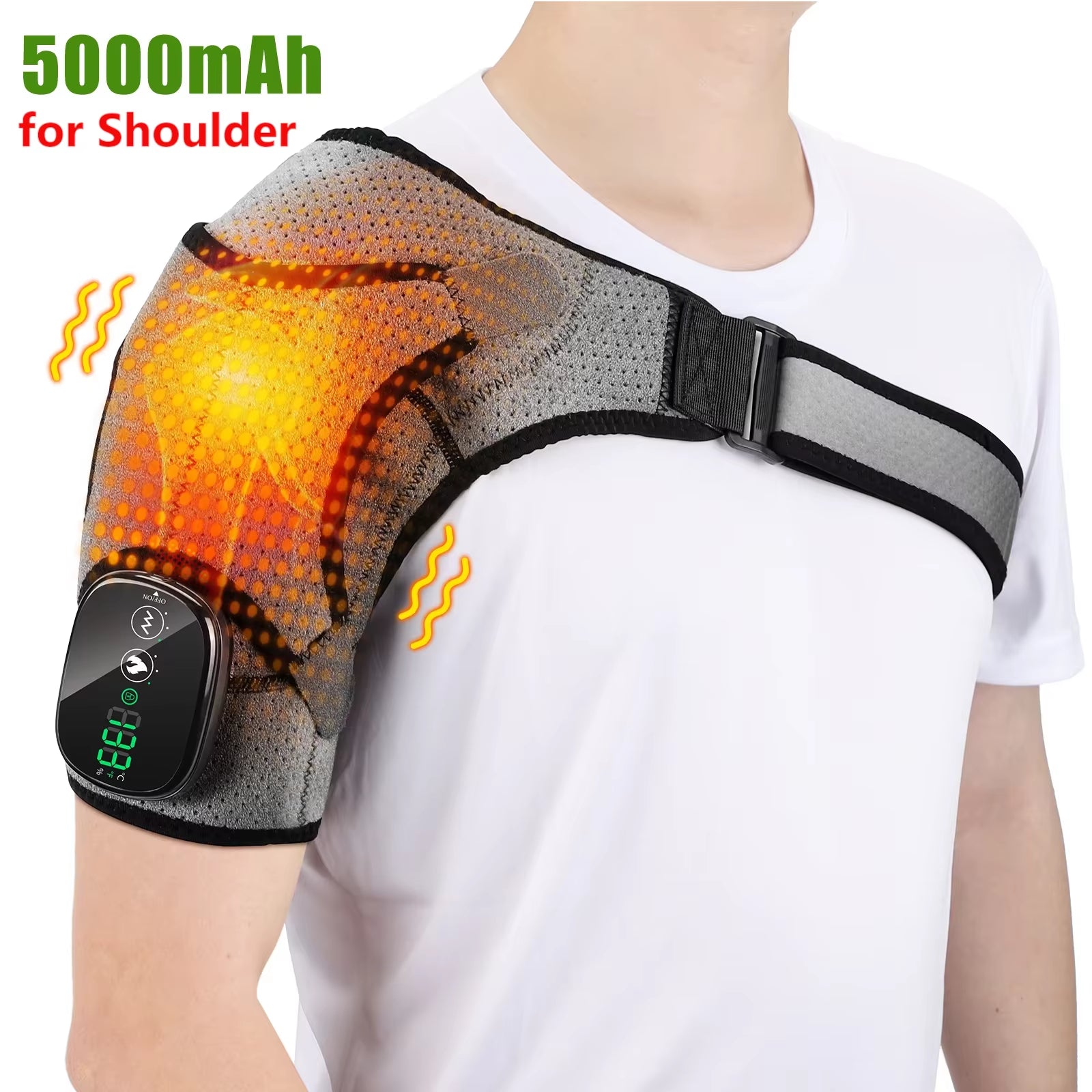 Electric Shouldert Heating Pad 3-Speed Vibration Muscle Relax Belt Thermal Massager Shoulder Neck Health Care Support Brace